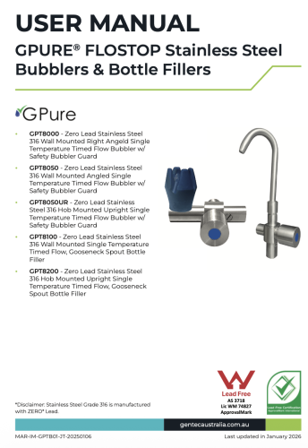 Gpure Flostop Bubblers User Manual
