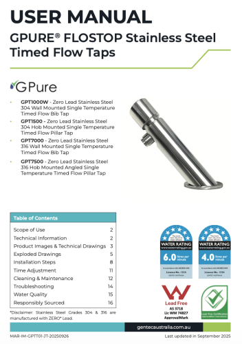 Gpure Flostop Tap User Manual