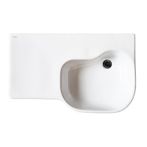Wall Mounted Type C Accessible Basin w/ Left Shelf, Nano Glazing No Tap Hole Offset Waste No Overflow