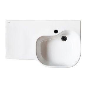 Wall Mounted Type C Accessible Basin w/ Left Shelf, Nano Glazing, One Tap Hole Offset Waste No Overflow