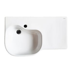 Wall Mounted Type C Accessible Basin w/ Right Shelf, Nano Glazing, One Tap Hole Offset Waste No Overflow