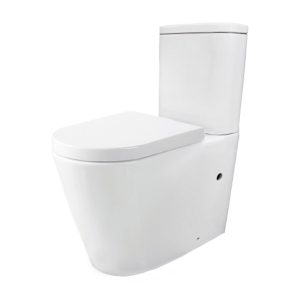 570mm Wall Faced Close Coupled Toilet Suite w/ Exposed Cistern Soft Close White  Double-flap Seat